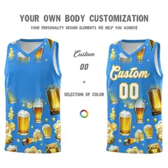 Light Blue National Beer Day Beer Bubble Basketball Jersey 2