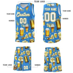Light Blue National Beer Day Beer Bubble Basketball Jersey 3
