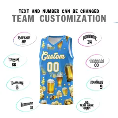 Light Blue National Beer Day Beer Bubble Basketball Jersey 4