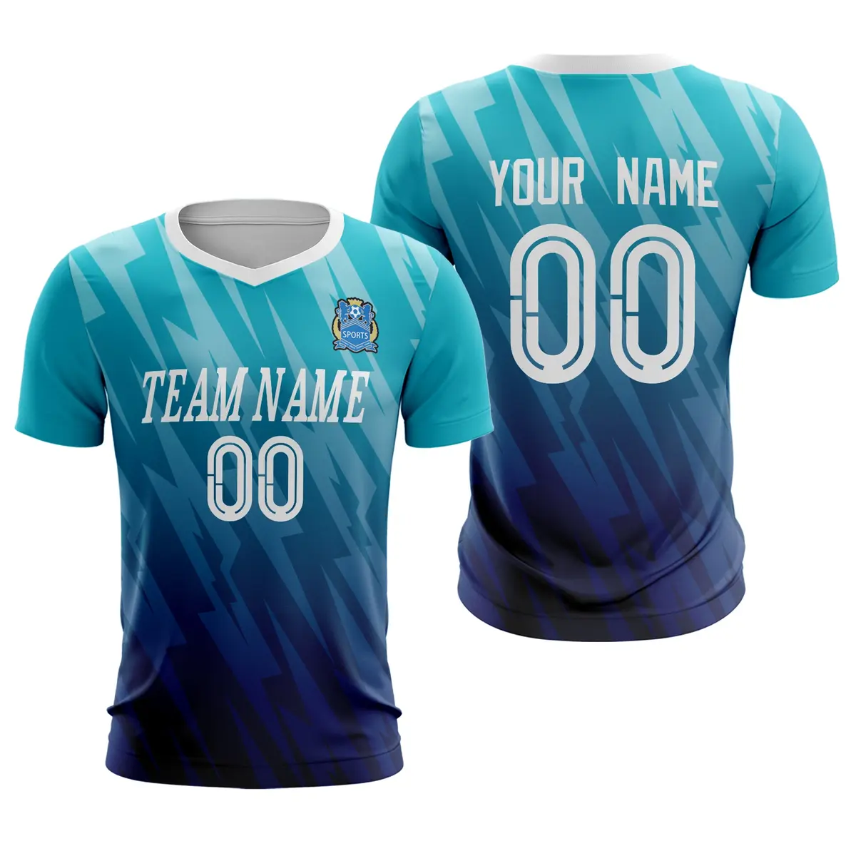 Light Blue Navy Athletic Sport Soccer Jersey