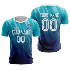 Light Blue Navy Athletic Sport Soccer Jersey 1