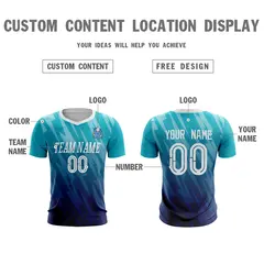 Light Blue Navy Athletic Sport Soccer Jersey 2