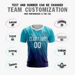 Light Blue Navy Athletic Sport Soccer Jersey 3