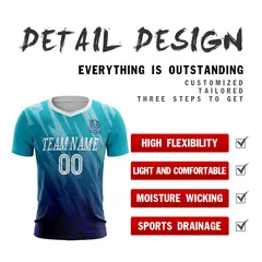 Light Blue Navy Athletic Sport Soccer Jersey 4
