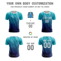 Light Blue Navy Athletic Sport Soccer Jersey 5