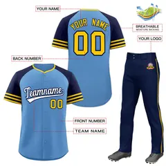 Light Blue Navy Baseball Jersey and Pants Package 2