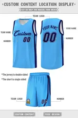 Light Blue Navy Classic Sets Basketball Uniform Jersey 2
