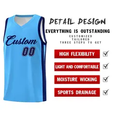 Light Blue Navy Classic Sets Basketball Uniform Jersey 5