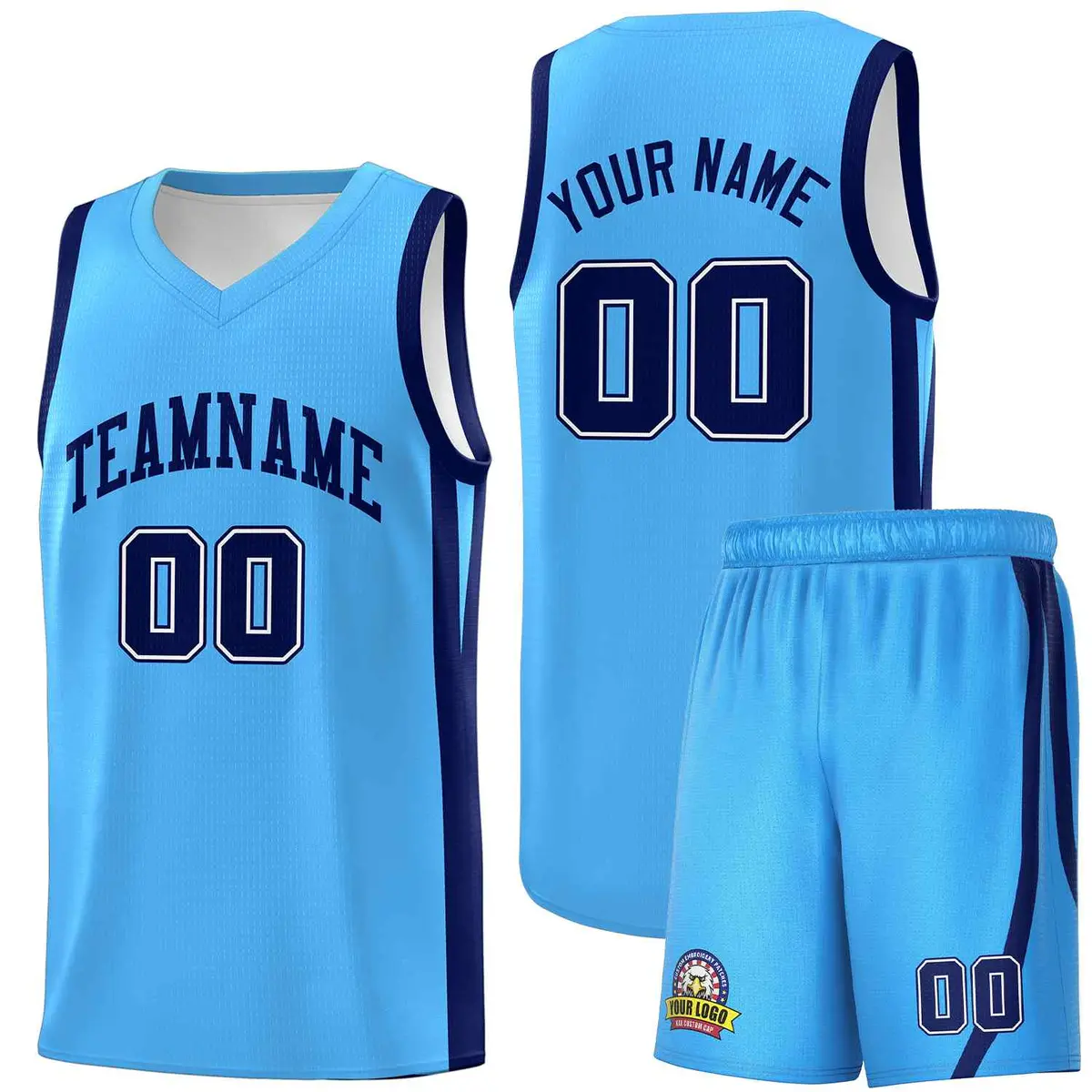 Light Blue Navy Classic Sets Basketball Uniform Jersey