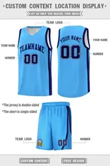Light Blue Navy Classic Sets Basketball Uniform Jersey 2