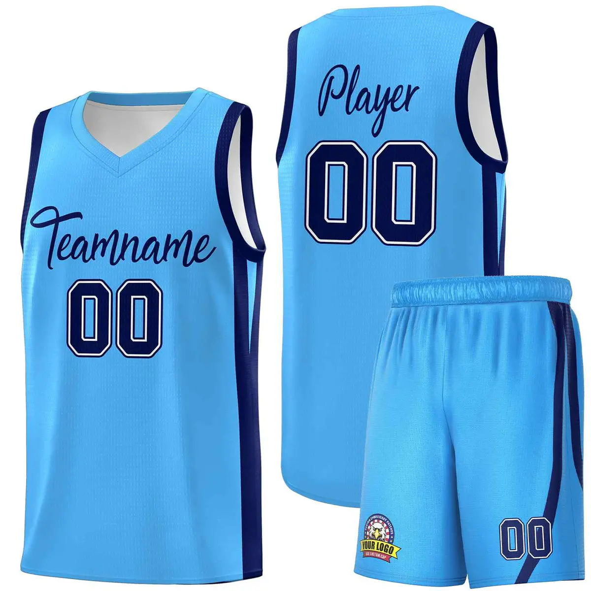 Light Blue Navy Classic Sets Basketball Uniform Jersey