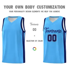 Light Blue Navy Classic Sets Basketball Uniform Jersey 3