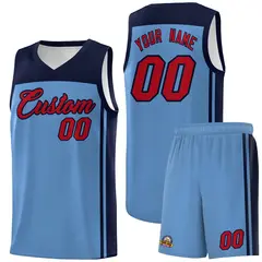 Light Blue Navy Classic Sets Basketball Uniform Jersey 1