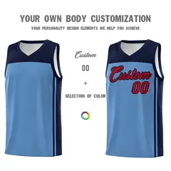 Light Blue Navy Classic Sets Basketball Uniform Jersey 3