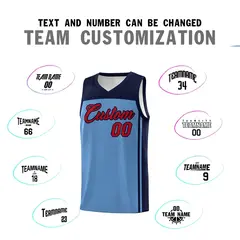 Light Blue Navy Classic Sets Basketball Uniform Jersey 4