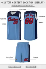 Light Blue Navy Classic Sets Basketball Uniform Jersey 5