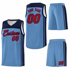 Light Blue Navy Classic Sets Basketball Uniform Jersey 6