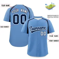 Light Blue Navy Color Block Authentic Baseball Jersey 2