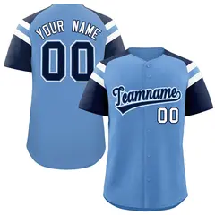 Light Blue Navy Contrast Raglan Baseball Jersey 1