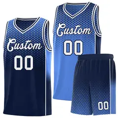 Light Blue Navy Dot Pattern Reversible Gradient Basketball Jersey Kits 1
