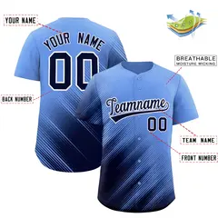 Light Blue Navy Gradient Diagonal Stripe Baseball Jersey 2
