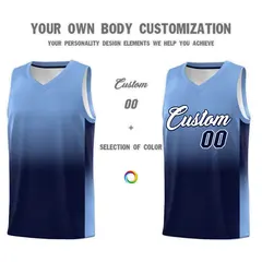 Light Blue Navy Gradient Fashion Basketball Jersey 3