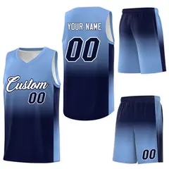 Light Blue Navy Gradient Fashion Basketball Jersey 7