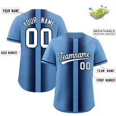 Light Blue Navy Gradient Lapel Fashion Baseball Jersey 2