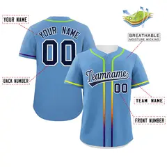 Light Blue Navy Gradient Ribbed Authentic Baseball Jersey 2