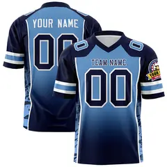 Light Blue Navy Gradient Side Pattern Football Jersey