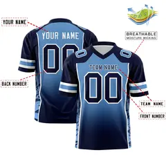 Light Blue Navy Gradient Side Pattern Football Jersey 2