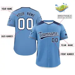 Light Blue Navy Gradient Star Pattern Baseball Jersey 2