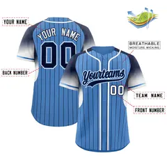 Light Blue Navy Gradient Stripe Sleeves Baseball Jersey 2
