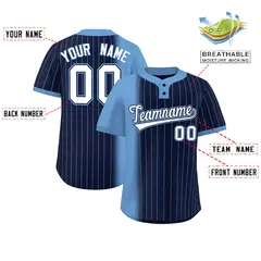 Light Blue Navy Gradient Stripe Two-Button Softball Jersey 2