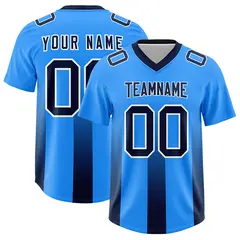 Light Blue Navy Gradient Vertical Stripe Football Jersey 1
