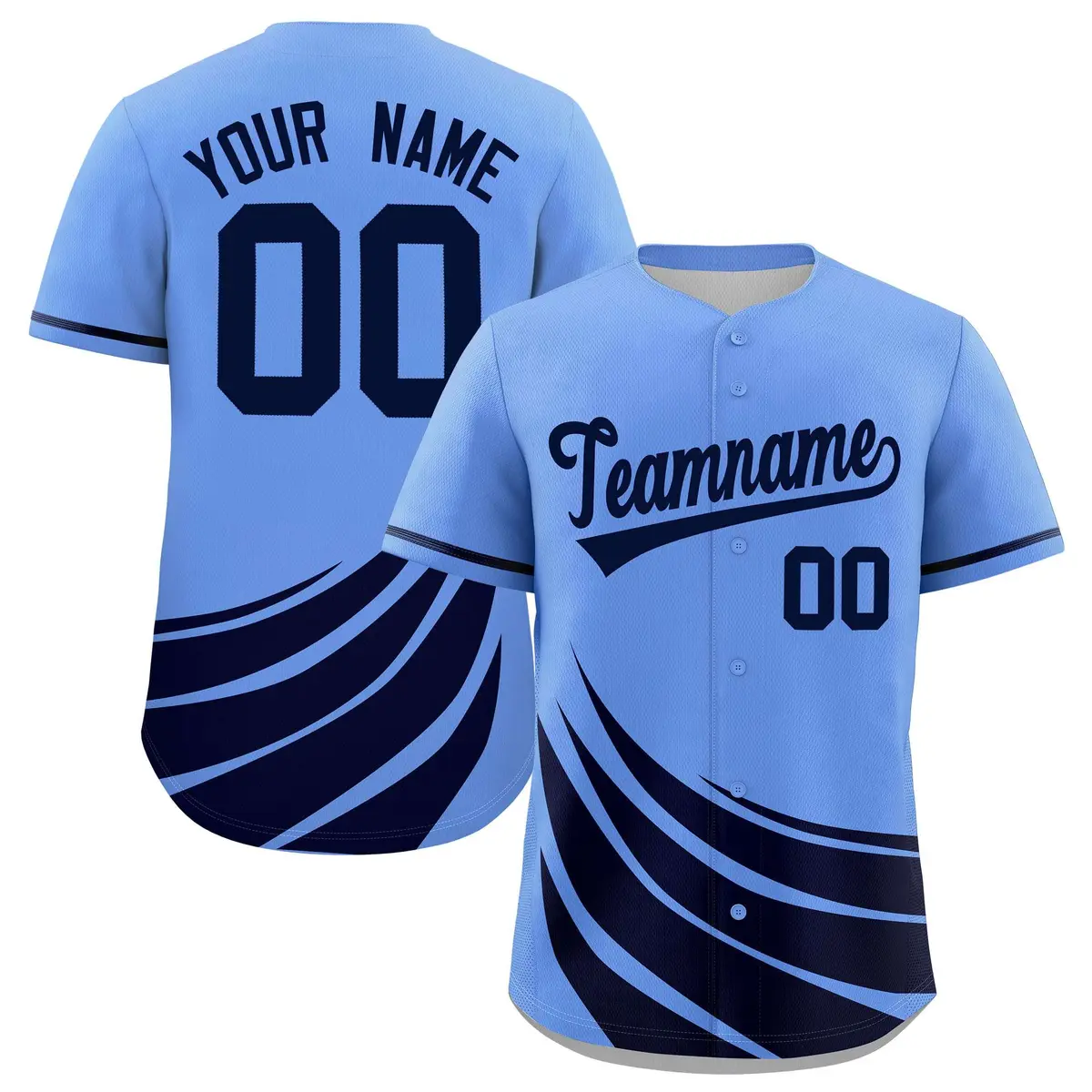Light Blue Navy Graffiti Wind Mark Baseball Jersey