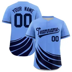 Light Blue Navy Graffiti Wind Mark Baseball Jersey 1