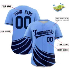 Light Blue Navy Graffiti Wind Mark Baseball Jersey 2