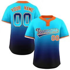 Light Blue Navy Navy-Light Blue Gradient Two-Button Softball Jersey