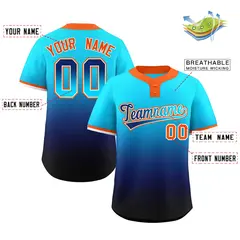 Light Blue Navy Navy-Light Blue Gradient Two-Button Softball Jersey 2