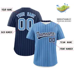 Light Blue Navy Pinstripe Two-Tone Authentic Baseball Jersey 2