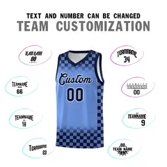 Light Blue Navy Plaid Basketball Jersey for Teams 4