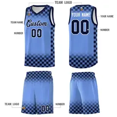 Light Blue Navy Plaid Basketball Jersey for Teams 5