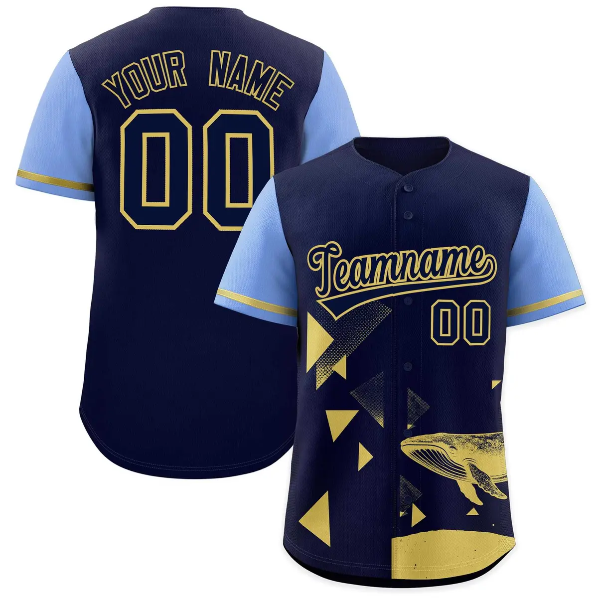 Light Blue Navy Raptor Series Raglan Baseball Jersey