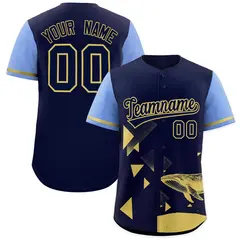 Light Blue Navy Raptor Series Raglan Baseball Jersey
