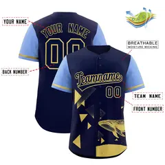 Light Blue Navy Raptor Series Raglan Baseball Jersey 2