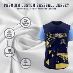 Light Blue Navy Raptor Series Raglan Baseball Jersey 3