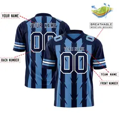 Light Blue Navy Razr Stripe Graffiti Flag Football Jersey 2