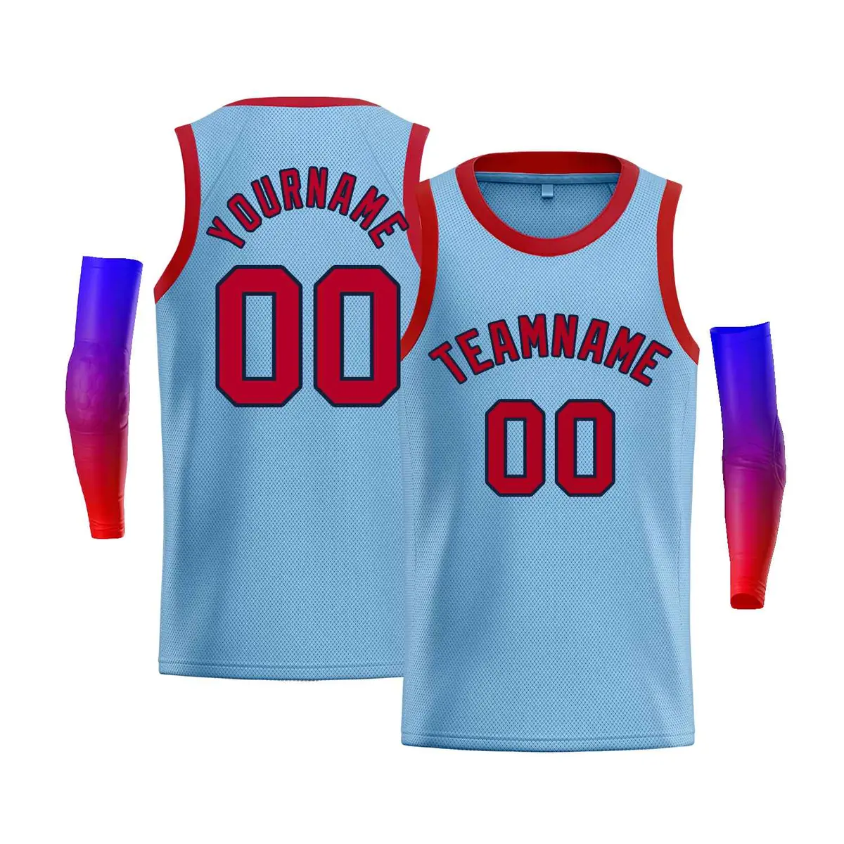 Men's Light Blue Navy-Red Bull Casual Basketball Jersey
