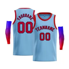 Light Blue Navy-Red Bull Casual Basketball Jersey
